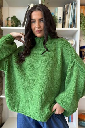 Big Softie Funnel Grunge Knit Olive Zing 